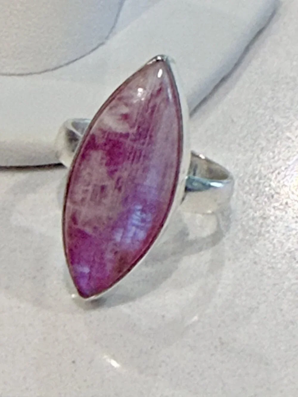 Pink Moonstone Ring, Solid 925 Sterling Silver